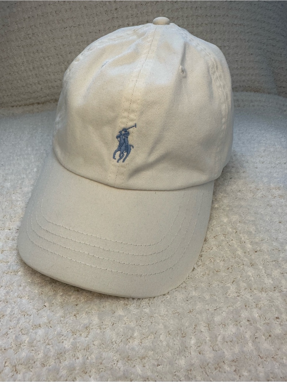 Polo by Ralph Lauren Cream Baseball Cap with Light Blue Pony